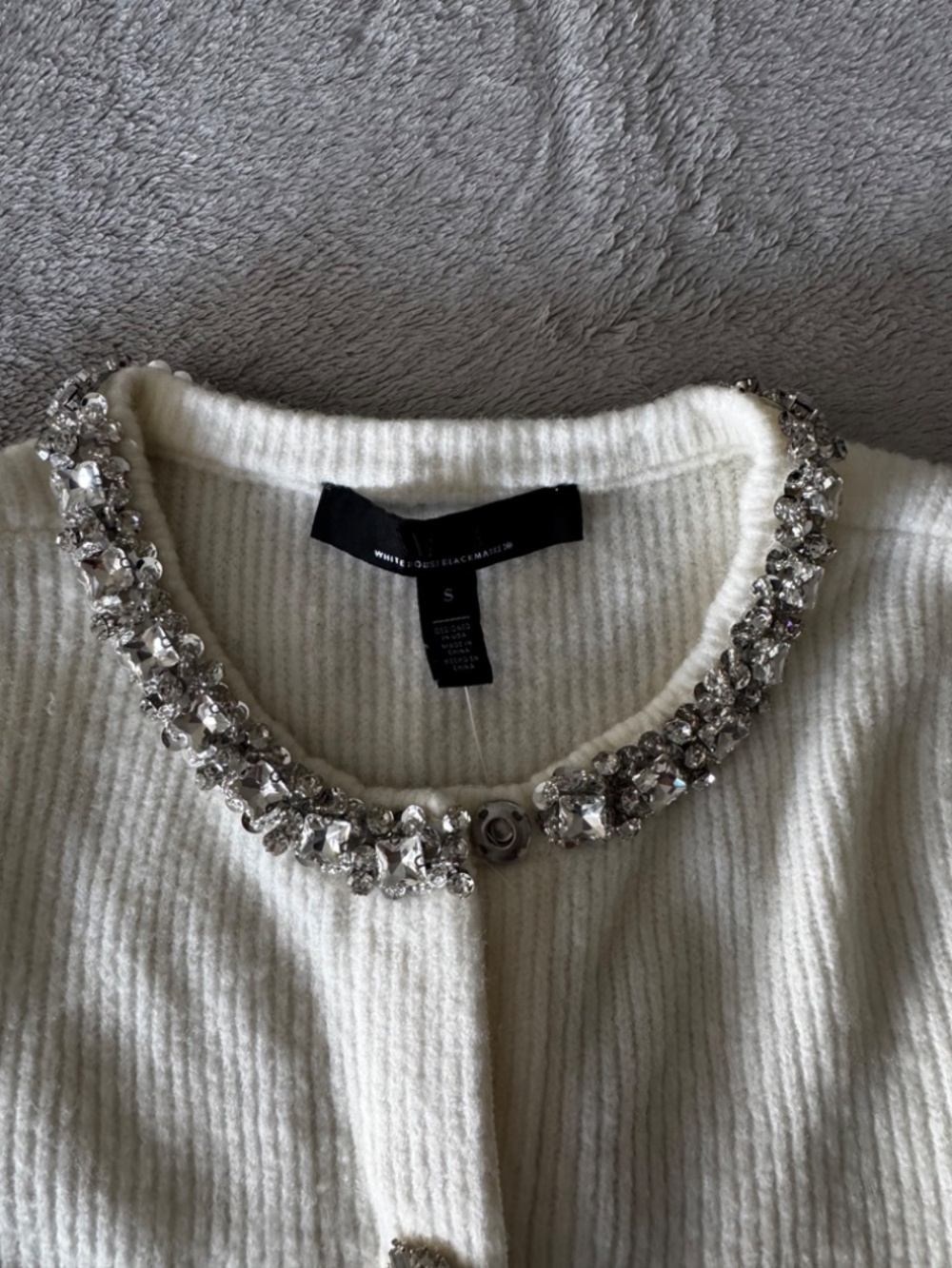 WHBM Embellished Button-Front Cardigan Sparkle Snap Buttons Size S NWT - Picture 7 of 8